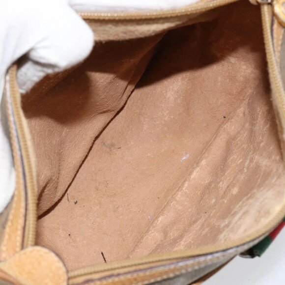 GUCCI Micro GG Supreme Web Sherry Line Bag PVC Beige Gold - Picture 13 of 15